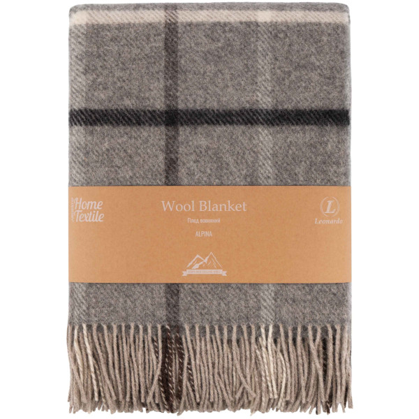 Плед ARDESTO Leonardo Alpina, 140x200см, 100% вовна, сірий