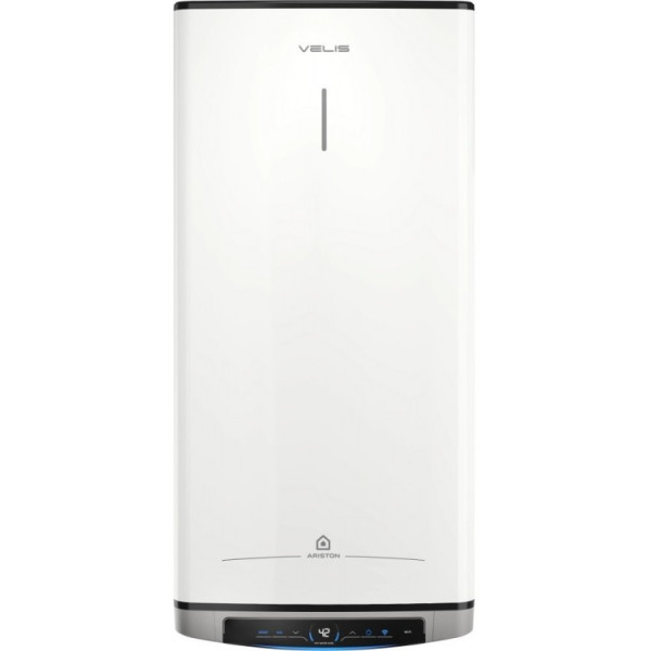 Водонагрівач електричний Ariston VELIS DUNE WIFI 80 EU плаский, слім, 80л, 2*1,5 кВт, емал. нагр. ел, ун. монтаж, ел. кер-ня, B, Італія, білий