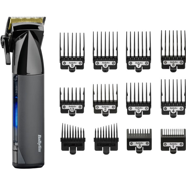 Машинка для стриження Babyliss Super-X Metal Series, акум., насадок-12, сталь з графітовим покриттям, чорно-сріблястий