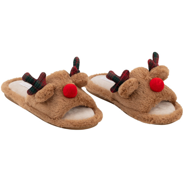 Взуття домашнє ARDESTO Christmas 40/41 розмір, 100% поліестер, підошва 100% гума, коричневий