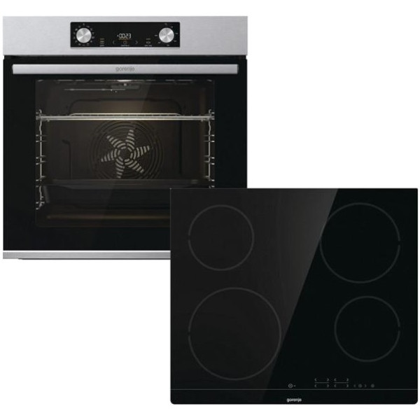 Комплект Gorenje (духовка + поверхня склокераміка BO6737E02X -нерж + ECT41SC- чорна), 738881