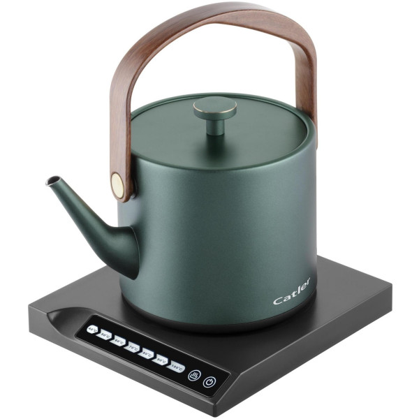 Електрочайник Catler 0.6л, Strix, заварник, нерж. сталь, підтримка температури, сенс. керув., темно-зелений