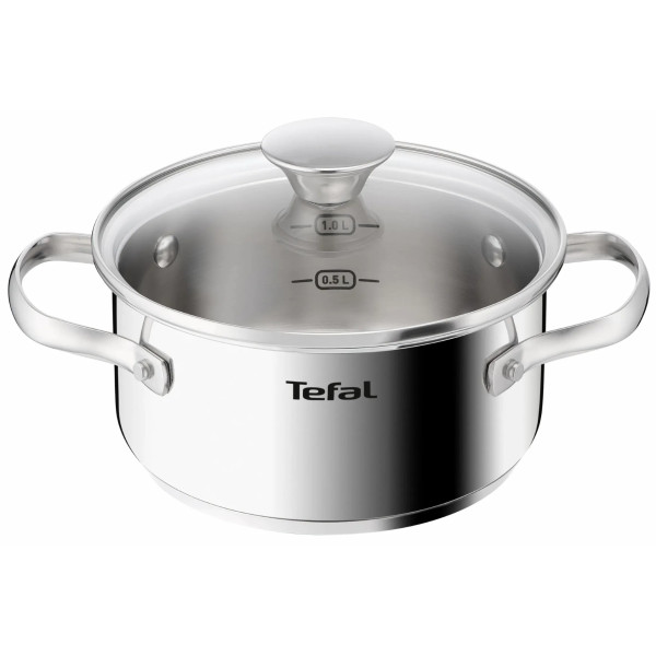 Каструля Tefal Minis, з кришкою,1.5 л, нержавіюча сталь, скло