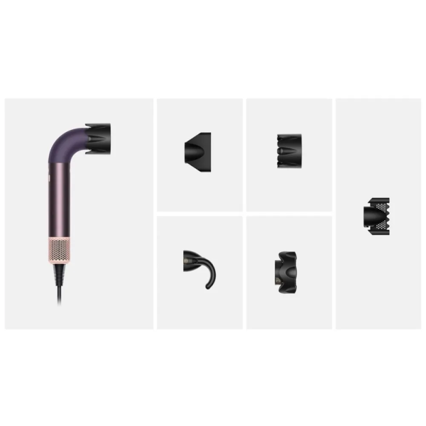 Фен Dyson HD17 Supersonic R Jasper/Plum, 1700Вт, 3 режими, іонізація, хол. обдув, 5 насадок, фіолетовий
