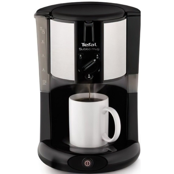 Кавоварка Tefal крапельна Subito Mug 1.25л, мелена, чорно-сріблястий