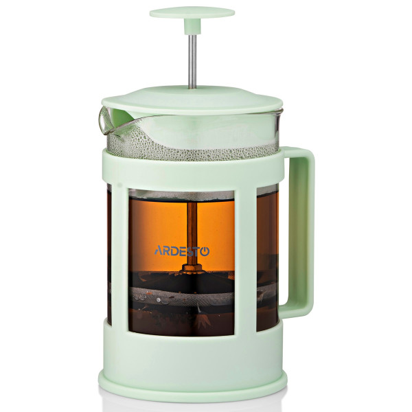 Френч-прес ARDESTO Fresh, 800мл, боросилікатне скло, пластик, прозорий, зелений світлий