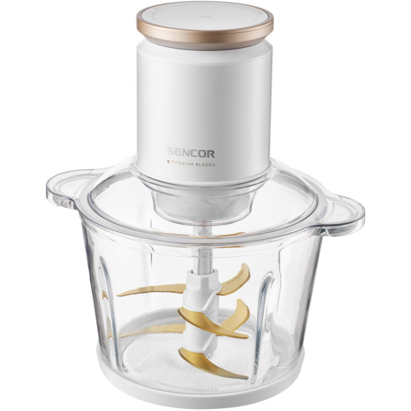 Подрібнювач Sencor, 800 Вт, 6 лез, чаша-3 л., скло, білий