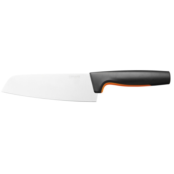 Кухонний ніж поварський Santoku Fiskars Functional Form, 16см, нержавіюча сталь, пластик, чорний