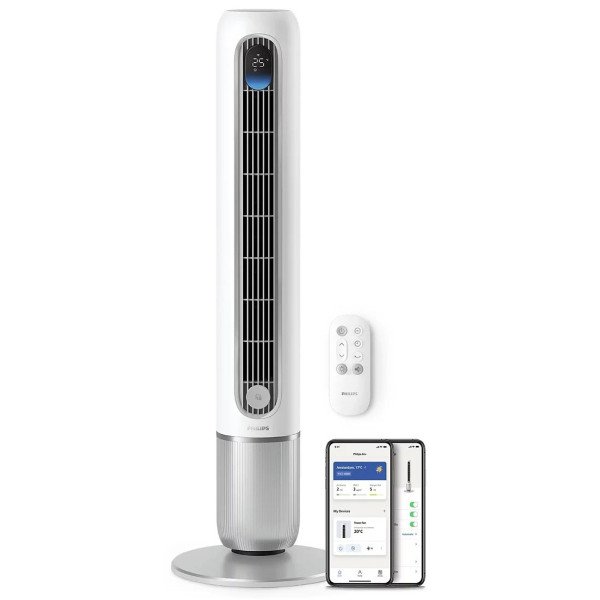 Вентилятор Philips колонний Series 7001, 31Вт, пульп ДУ, режим " Бриз", сенсорний дисплей, таймер, білий