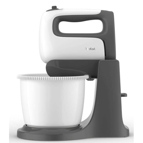 Міксер Tefal стаціонарний  Prep'Mix+ Standbowl 500Вт, насадки-4, чаша-пластик, 2.5л, турборежим, біло-сірий