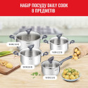Набір посуду Tefal Daily Cook, 8предметів, нержавіюча сталь, бакеліт, скло