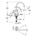 Змішувач кухонний Grohe Eurosmart Cosmopolitan, довж.виливу - 224мм, поворотний, одноважільний, супер сталь