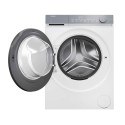 Пральна машина Haier фронтальна, 9кг, 1400, B, 45.2см, дисплей, пара, інвертор, люк сірий, прямий привід, білий