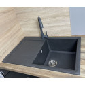 Набір кухонний Adamant Horizon, штучний камінь, прямокут., з крилом, 780х495х230мм, чаша - 1, врізна, графіт + змішувач