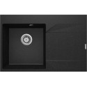 Мийка кухонна Deante Evora, граніт, прямокутна, з крилом, 760х500х195мм, чаша - 1, врізна, графіт