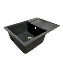 Набір кухонний Adamant Horizon Medium, штучний камінь, прямокут., з крилом, 700х500х230мм, чаша - 1, врізна, графіт + змішувач та дозатор