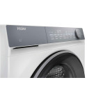 Пральна машина Haier фронтальна, 9кг, 1400, B, 45.2см, дисплей, пара, інвертор, люк сірий, прямий привід, білий