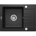 Мийка кухонна Deante Zorba, граніт, прямокутник, з крилом, 580х440х164мм, чаша - 1, накладна, графіт
