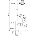 Змішувач для кухні Franke Maris Slim J, довж.виливу - 252мм, поворотний, 1важіль, хром