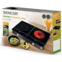 Плитка настільна Sencor індукційна, комфорок - 2 на 1.6 + 1.8кВт, керування - сенсорнено - мех., чорний