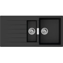 Мийка кухонна Hansgrohe S52, граніт, прямокутник, з крилом, 980х480х190мм, чаша - 1.5, накладна, S520-F530, чорний графіт