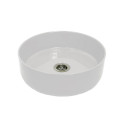 Раковина, умивальник Adamant ARENA, штучний камінь, кругла, без отвору для змішувача та переливу, 360х113мм, накладний, білий