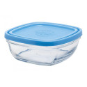 Контейнер для зберігання DuralexCarre, квадратний, 17см, 1150мл, скло, пластик, прозорий, синій