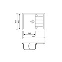 Мийка кухонна Adamant Anila, штучний камінь, прямокут., з крилом, 645х495х200мм, чаша - 1, врізна, сірий