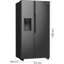 Холодильник SBS Gorenje, 179х70х92см, 2 двері, 376(190)л, А++, NF+, Інв., Зона св-ті, диспенсер, генератор льоду, Зовн. Диспл, чорний