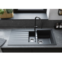Мийка кухонна Hansgrohe S52, граніт, прямокутник, з крилом, 980х480х190мм, чаша - 1.5, накладна, S520-F530, чорний графіт
