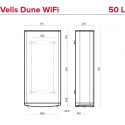 Водонагрівач електричний Ariston VELIS DUNE WIFI 50 EU плаский, слім, 50л, 2*1,5 кВт, емал. нагр. ел, ун. монтаж, ел. кер-ня, B, Італія, білий
