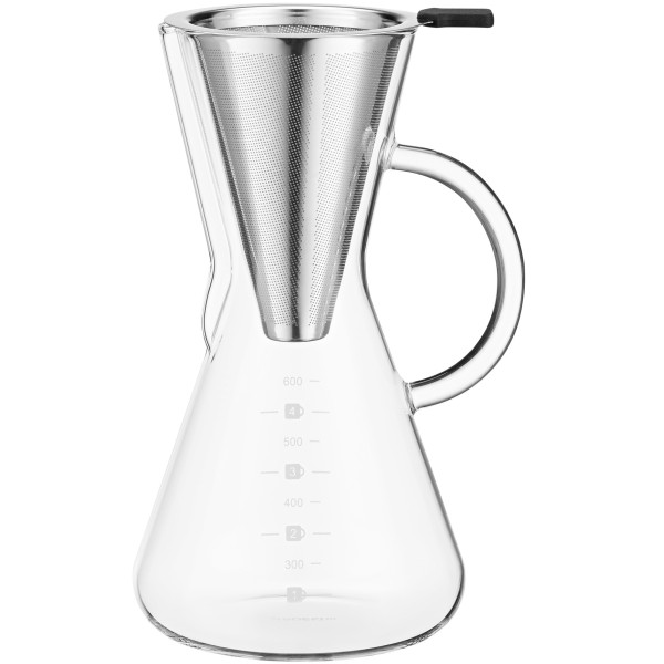 Кемекс для заварювання кави з фільтром ARDESTO Black Mars, 600мл, боросилікатне скло, нержавіюча сталь, прозорий