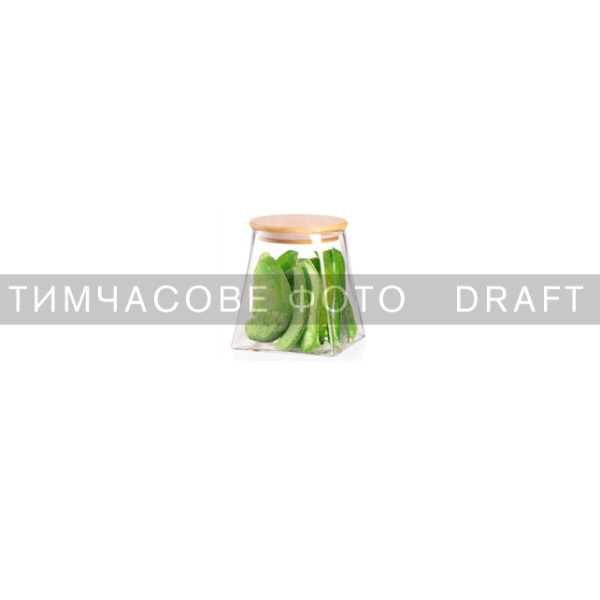 Банка для зберігання ARDESTO Midori 700мл, скло, бамбук, конусна, прозорий