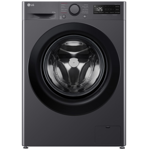 Прально-сушильна машина LG фронтальна, 9(5)кг, 1200, A, пара, 48см, дисплей, пара, інвертор, чорний