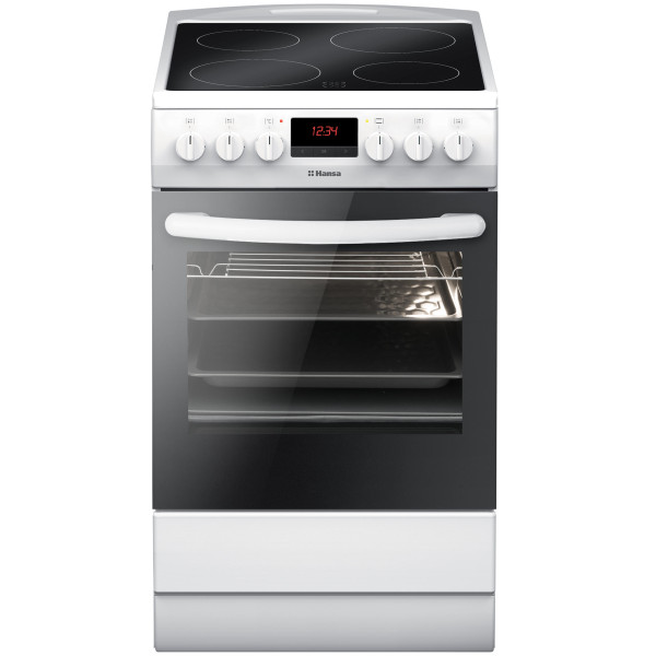 Плита Hansa електрична склокерамічна, 62л, 50x60см, дисплей, конвекція, білий