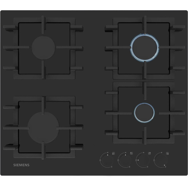 Варильна поверхня Siemens газова на склі, 60см, чавун, чорний