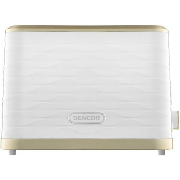 Тостер Sencor 930Вт, підігрів, розморожування, підсвічування, пластик, біло-золотий