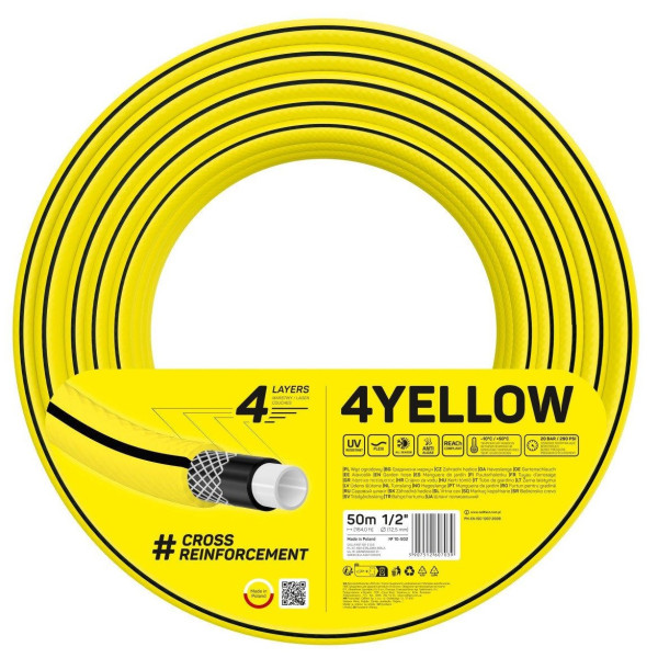 Шланг садовий Cellfast 4YELLOW 1/2" 50м 4 шари до 20бар -10…+50°C