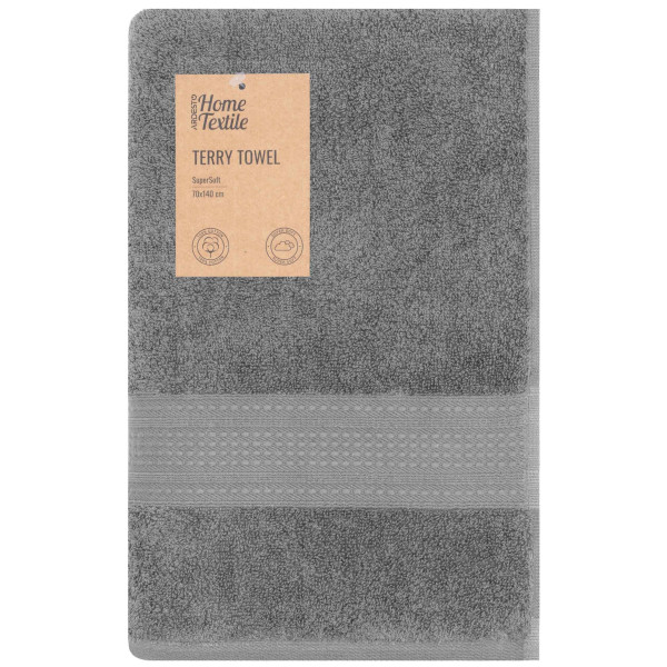 Рушник махровий ARDESTO SuperSoft 70х140см, 100% бавовна, сірий