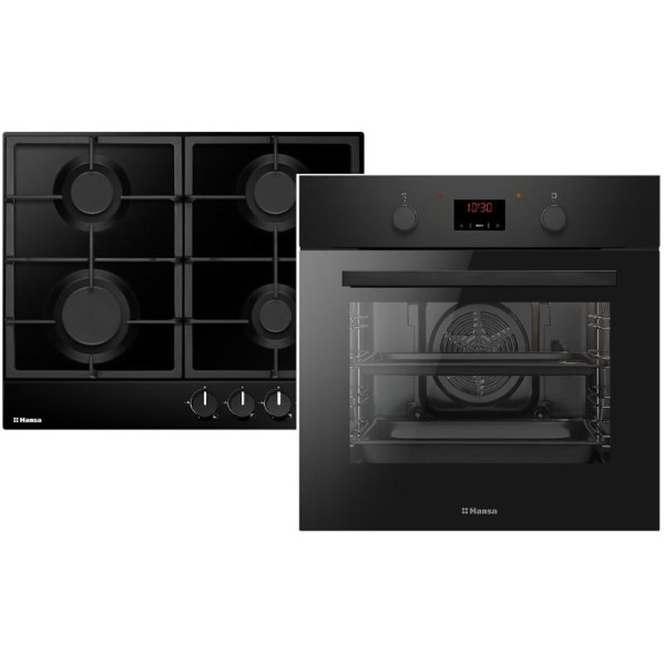 Комплект Hansa (духовка електрична + емальована газова поверхня), чорний