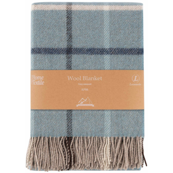 Плед ARDESTO Leonardo Alpina, 140x200см, 100% вовна, блакитний