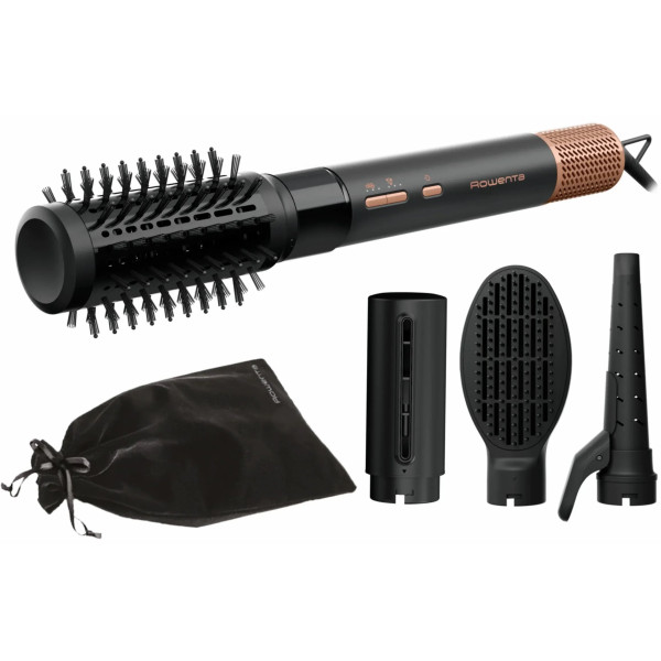 Фен-щітка Rowenta Air Shape, 1300Вт, 3 режими, іоніз-я, хол. обдув, 4 насадки, кераміка, чорно-золотий