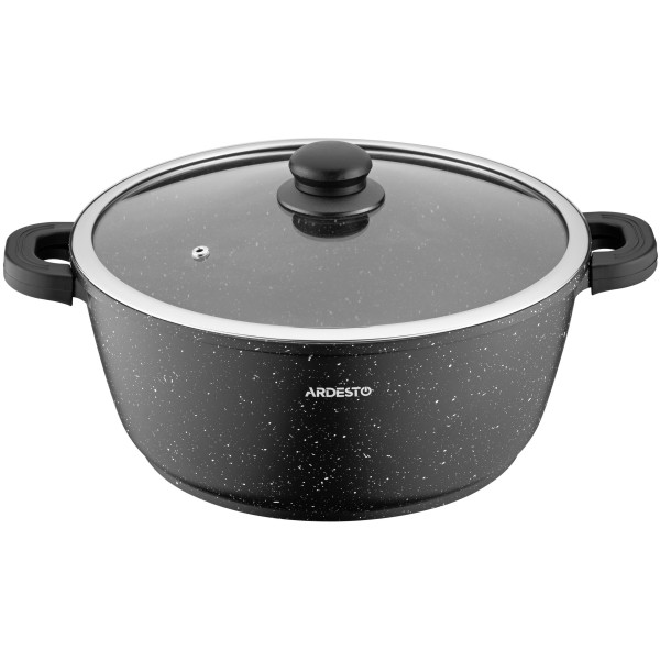 Каструля зі скляною кришкою ARDESTO Gemini Anzio, 6.4л, алюміній, чорний