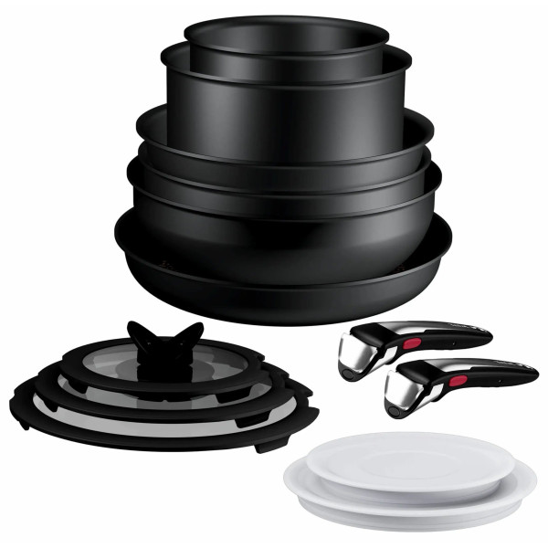 Набір посуду Tefal Ingenio Excellence+, 13 предметів, алюміній, нержавіюча сталь, бакеліт, чорний