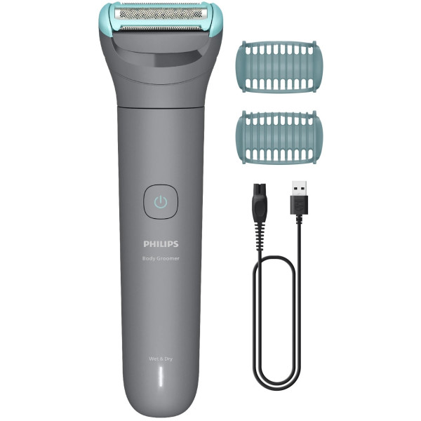 Тример Philips Series 3000, для тіла, акум., насадок-2, сталь, сірий