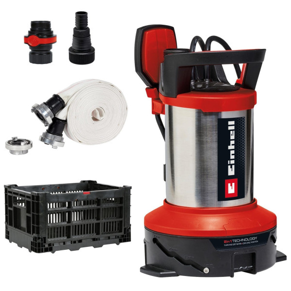 Насос дренажний Einhell Flutset GE-DP 7535 N LL ECO 750Вт, 18500л/год, вис. 9м, глиб. 7м, нержавіюча сталь, 5.7кг