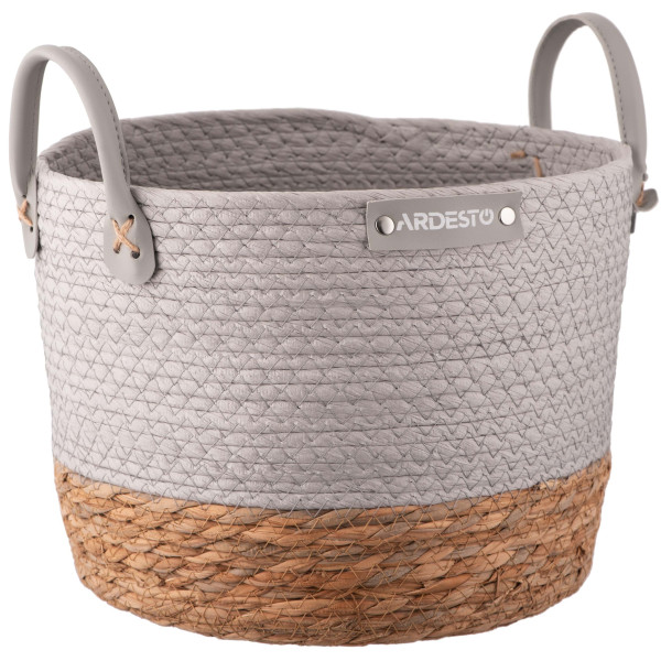 Кошик ARDESTO Minimalism 28х28х22см, паперовий шпагат, рогожка, сірий