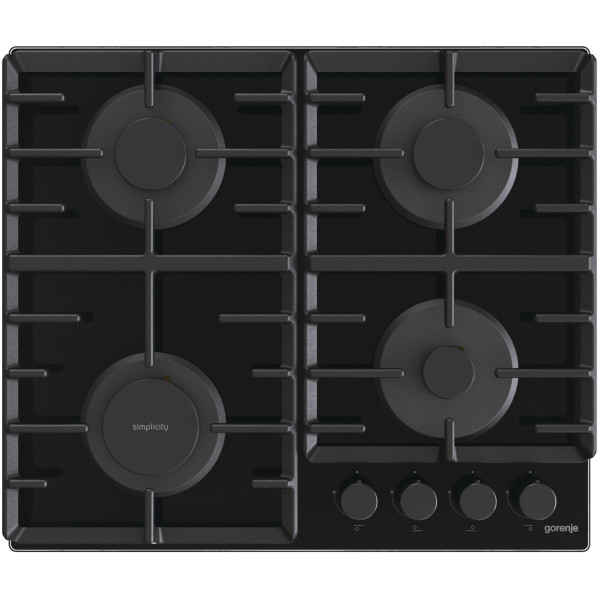 Варильна поверхня Gorenje газова на склі, 60см, чавун, чорний