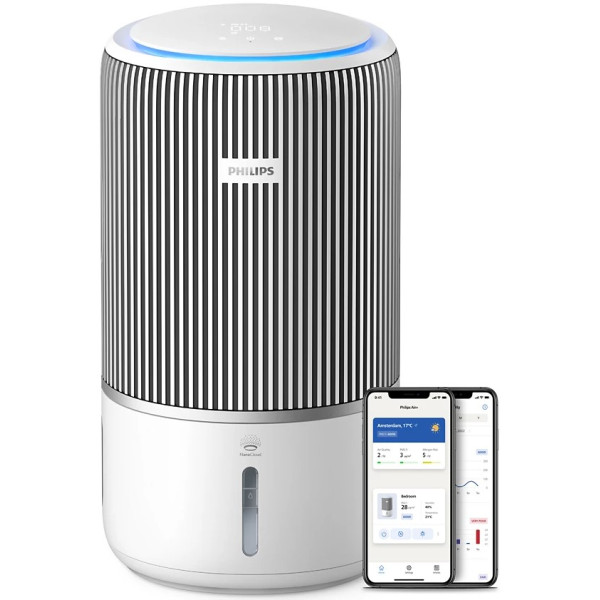 Очисник-зволожувач повітря Philips Series 3400, 78м2, 300м3/год, 3-х шар. HEPA фільтр +вугільний фільтр, Wi-Fi, 5 режими, білий