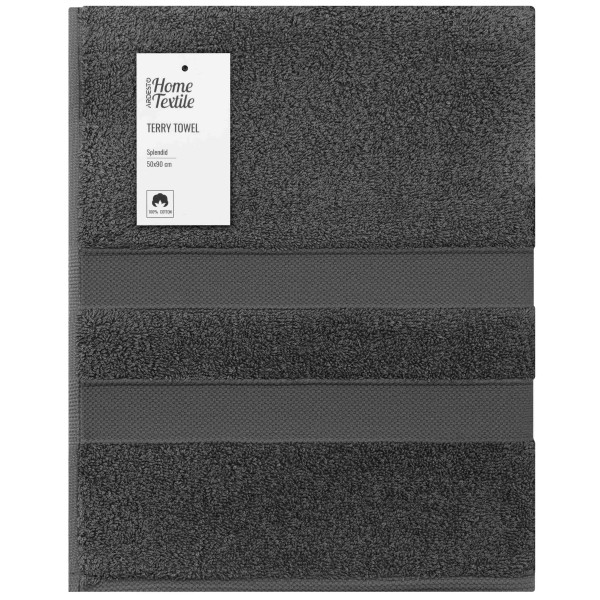 Рушник махровий ARDESTO Splendid 50х90см, 100% бавовна, сірий темний